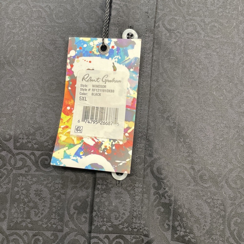 Robert Graham Button Down Mens 5XL Black Windsor Classic Paisley Jacquard NWT - Picture 6 of 10